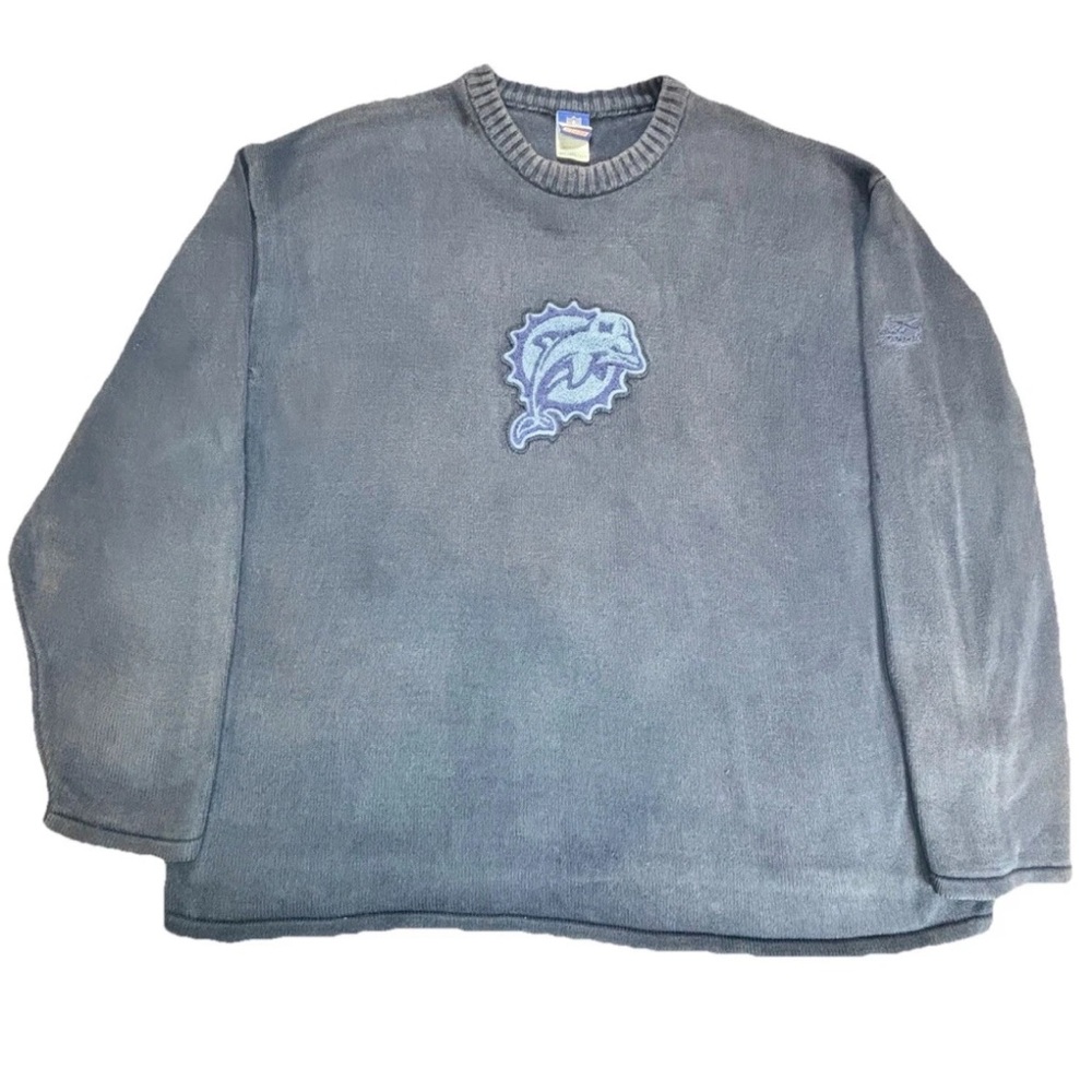 Vintage Reebok Miami Dolphins Sweater Men’s Xxl Blue NFL Teal Apparel